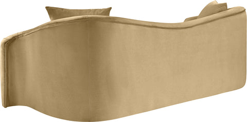 Elara 91" Camel Velvet Upholstered Sofa, 1 Piece