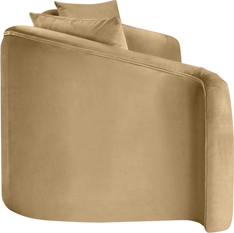 Elara 91" Camel Velvet Upholstered Sofa, 1 Piece
