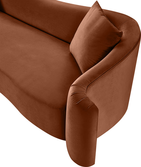 Elara 70" Cognac Velvet Upholstered Loveseat, 1 Piece