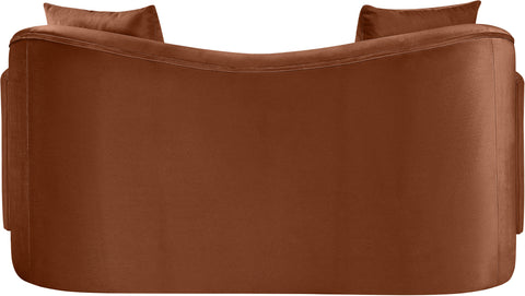 Elara 70" Cognac Velvet Upholstered Loveseat, 1 Piece