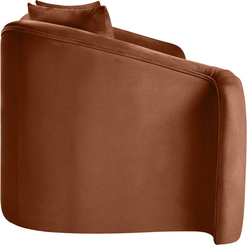 Elara 70" Cognac Velvet Upholstered Loveseat, 1 Piece