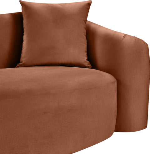 Elara 70" Cognac Velvet Upholstered Loveseat, 1 Piece