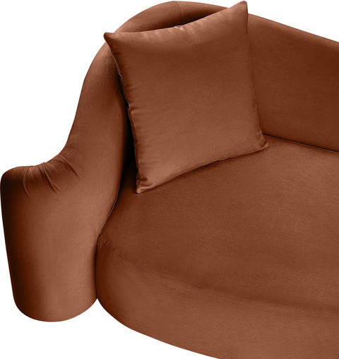 Elara 91" Cognac Velvet Upholstered Sofa, 1 Piece