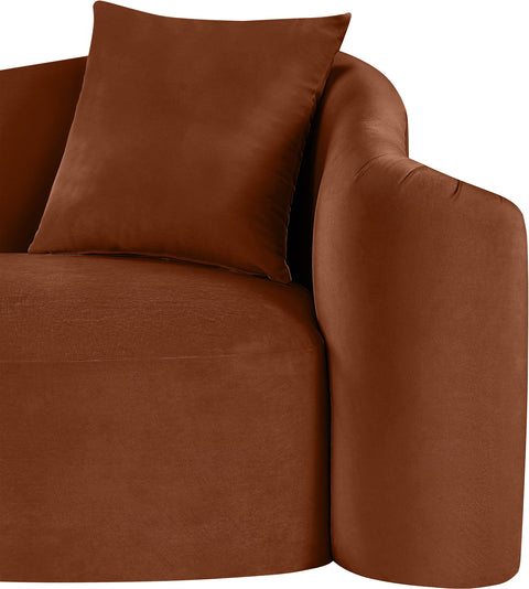 Elara 91" Cognac Velvet Upholstered Sofa, 1 Piece