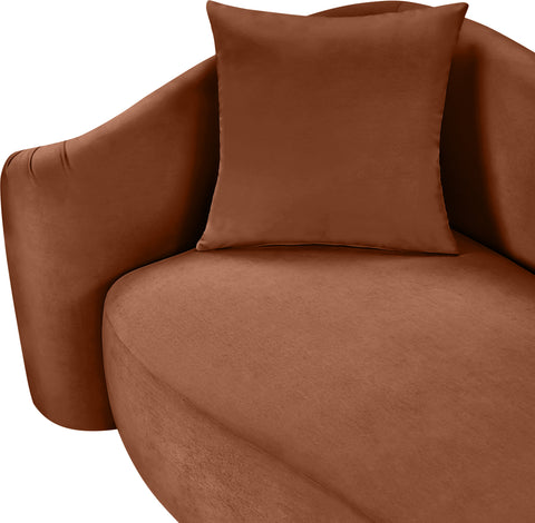 Elara 91" Cognac Velvet Upholstered Sofa, 1 Piece