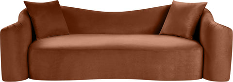 Elara 91" Cognac Velvet Upholstered Sofa, 1 Piece