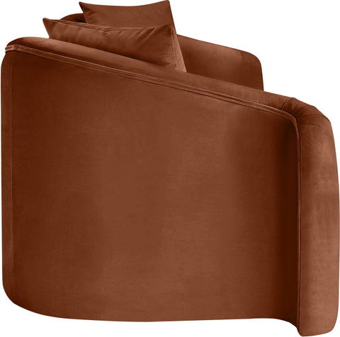 Elara 91" Cognac Velvet Upholstered Sofa, 1 Piece
