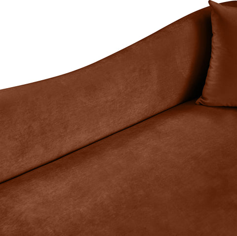 Elara 91" Cognac Velvet Upholstered Sofa, 1 Piece