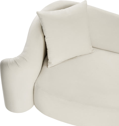 Elara 91" Cream Velvet Upholstered Sofa, 1 Piece