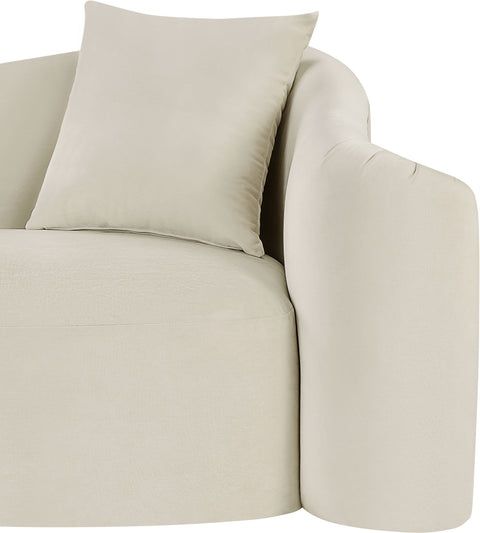 Elara 91" Cream Velvet Upholstered Sofa, 1 Piece