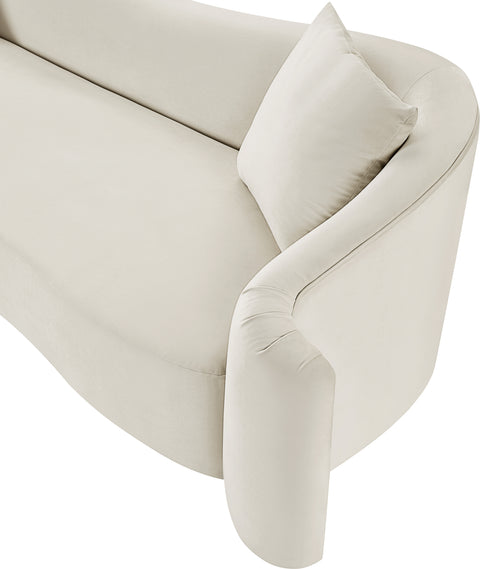 Elara 91" Cream Velvet Upholstered Sofa, 1 Piece