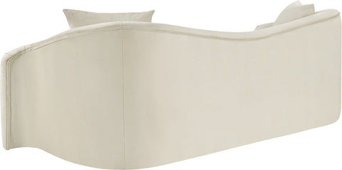 Elara 91" Cream Velvet Upholstered Sofa, 1 Piece