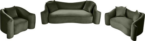 Elara Green Velvet Upholstered Chair, 1 Piece
