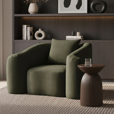 Elara Green Velvet Upholstered Chair, 1 Piece
