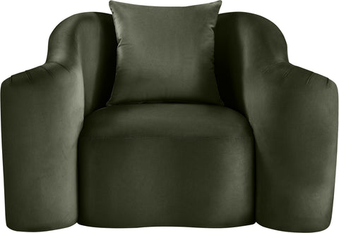 Elara Green Velvet Upholstered Chair, 1 Piece