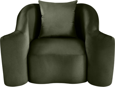 Elara Green Velvet Upholstered Chair, 1 Piece