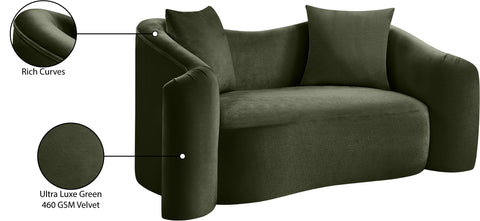 Elara 70" Green Velvet Upholstered Loveseat, 1 Piece