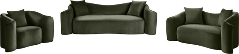 Elara 70" Green Velvet Upholstered Loveseat, 1 Piece