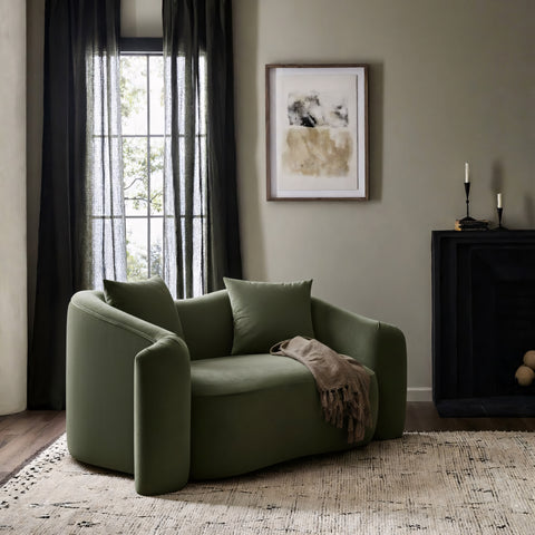 Elara 70" Green Velvet Upholstered Loveseat, 1 Piece