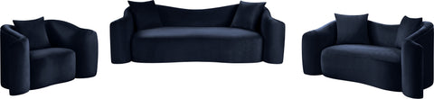 Elara Navy Velvet Upholstered Chair, 1 Piece