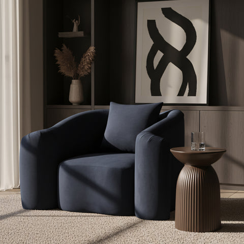 Elara Navy Velvet Upholstered Chair, 1 Piece