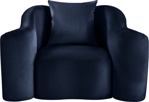 Elara Navy Velvet Upholstered Chair, 1 Piece