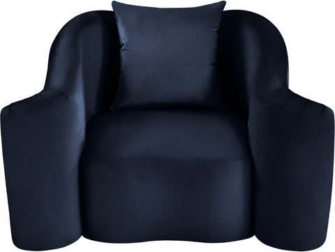 Elara Navy Velvet Upholstered Chair, 1 Piece