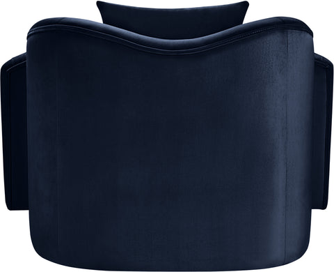 Elara Navy Velvet Upholstered Chair, 1 Piece