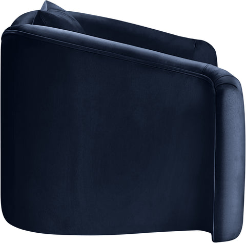 Elara Navy Velvet Upholstered Chair, 1 Piece