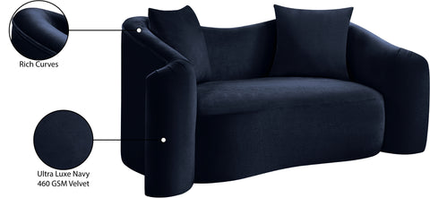 Elara 70" Navy Velvet Upholstered Loveseat, 1 Piece