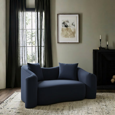 Elara 70" Navy Velvet Upholstered Loveseat, 1 Piece