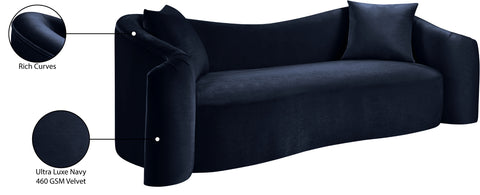 Elara 91" Navy Velvet Upholstered Sofa, 1 Piece