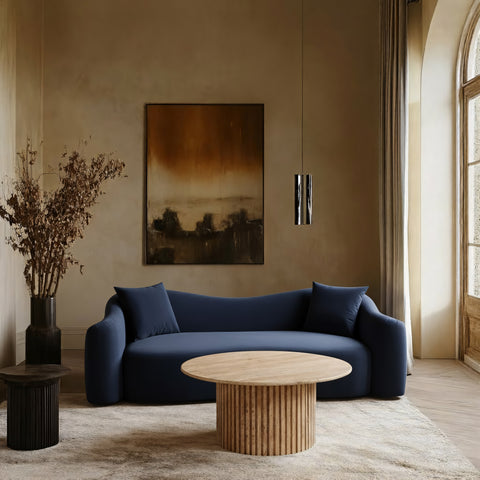 Elara 91" Navy Velvet Upholstered Sofa, 1 Piece