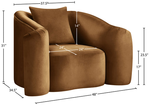 Elara Saddle Velvet Upholstered Chair, 1 Piece