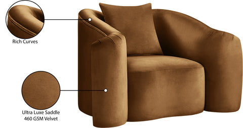 Elara Saddle Velvet Upholstered Chair, 1 Piece