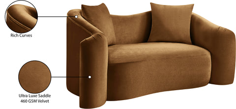 Elara 70" Saddle Velvet Upholstered Loveseat, 1 Piece