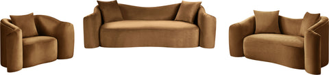 Elara 70" Saddle Velvet Upholstered Loveseat, 1 Piece