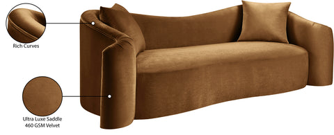 Elara 91" Saddle Velvet Upholstered Sofa, 1 Piece