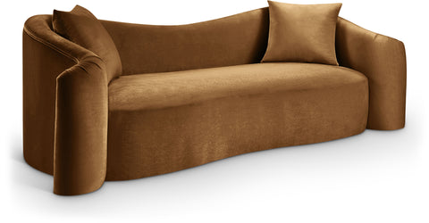 Elara 91" Saddle Velvet Upholstered Sofa, 1 Piece