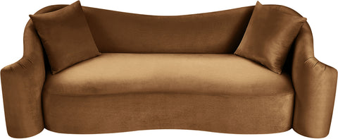 Elara 91" Saddle Velvet Upholstered Sofa, 1 Piece
