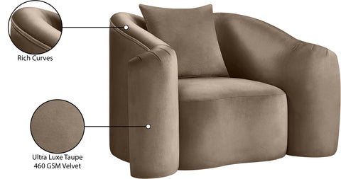 Elara Taupe Velvet Upholstered Chair, 1 Piece