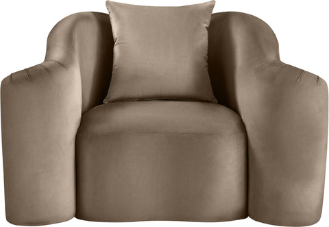 Elara Taupe Velvet Upholstered Chair, 1 Piece