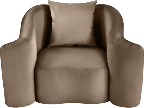 Elara Taupe Velvet Upholstered Chair, 1 Piece