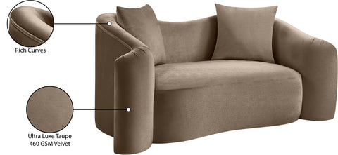 Elara 70" Taupe Velvet Upholstered Loveseat, 1 Piece