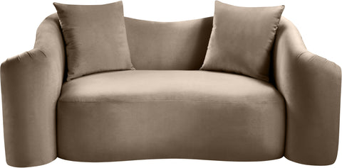 Elara 70" Taupe Velvet Upholstered Loveseat, 1 Piece