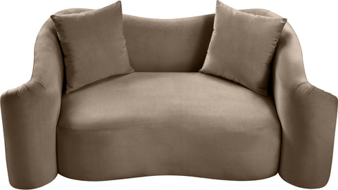 Elara 70" Taupe Velvet Upholstered Loveseat, 1 Piece