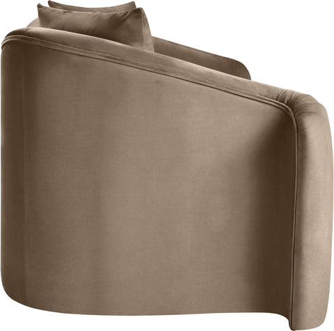 Elara 70" Taupe Velvet Upholstered Loveseat, 1 Piece