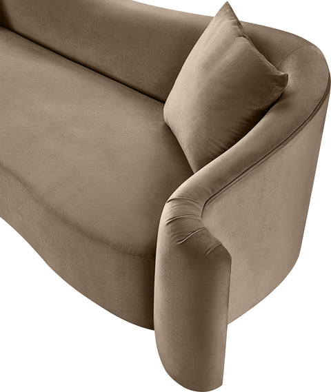 Elara 91" Taupe Velvet Upholstered Sofa, 1 Piece