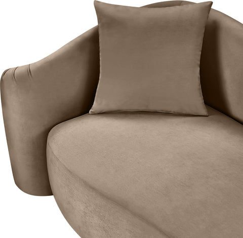 Elara 91" Taupe Velvet Upholstered Sofa, 1 Piece