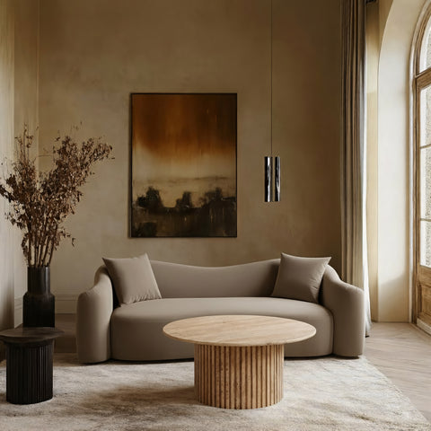 Elara 91" Taupe Velvet Upholstered Sofa, 1 Piece